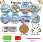 8 Pack Beach Diamond Art Coasters, Seaside Diamond Painting Coasters Kits | - Image 2