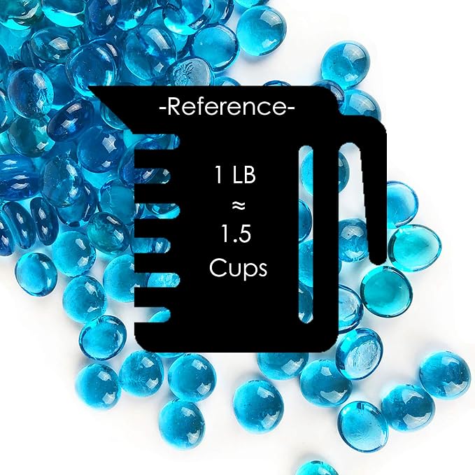 CYS EXCEL Light Blue Glass Gemstone Beads Vase Fillers Flat Marble Beads - Image 2
