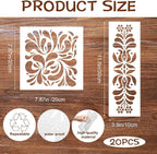 Marspark 20 Pcs Talavera Stencil Floral Folk Mexican Stencils Flower Border - Image 2