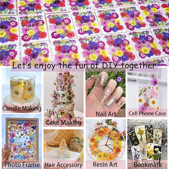 190Pcs Dried Pressed Flowers for Crafts, Xinxinran Dry Flower Kit for Resin - Image 7