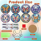 ijbnhd 8 Pcs Butterfly Diamond Painting Coasters Kits - Image 3