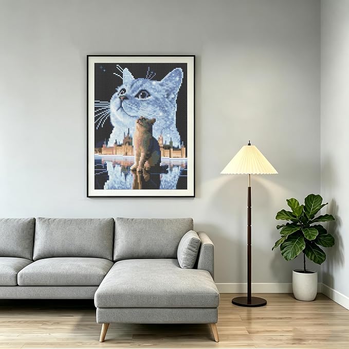 Cat Diamond Painting Kit for Adults, Round Full Drill Gem Art 12x16In | 5D - Image 5