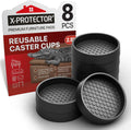 Furniture Cups X-PROTECTOR – 2.5" Caster Cups 8 PCS – Round Furniture Coasters – Ideal Bed Stoppers – Non Skid Furniture Pads with a Perfect Design – Rubber Furniture Pads - Protect Any Flooring!