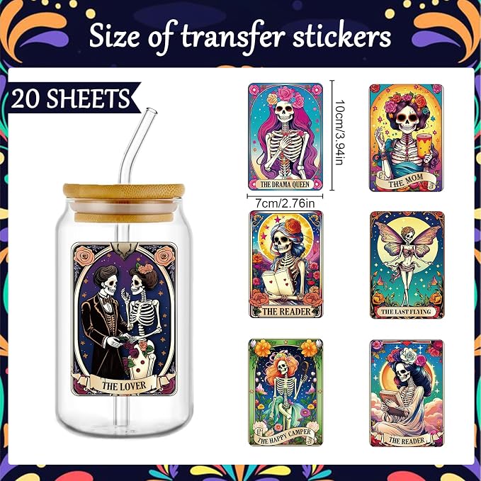 Rngmsi 20 Sheets Skull Gothic UV DTF Cup Wrap Cold UV DTF Transfer Stickers | - Image 2