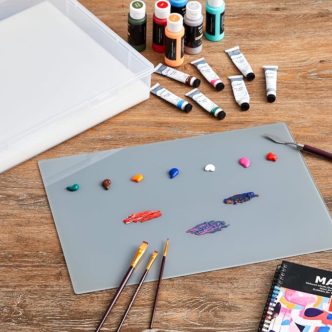 Nuanchu 1 Set Large Handy Glass Oil Paint Palette Included 17 x 12.13 Inches - Image 2
