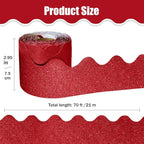 70Ft Shine Red Bulletin Board Border，Scalloped Poster Boards Decorations Trim - Image 2