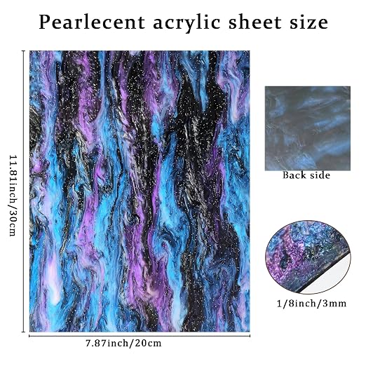 Pearl Glitter Cast Acrylic Sheet, 12x8 Inch, Mixed Color | 1/8 Inch Thickness - Image 2