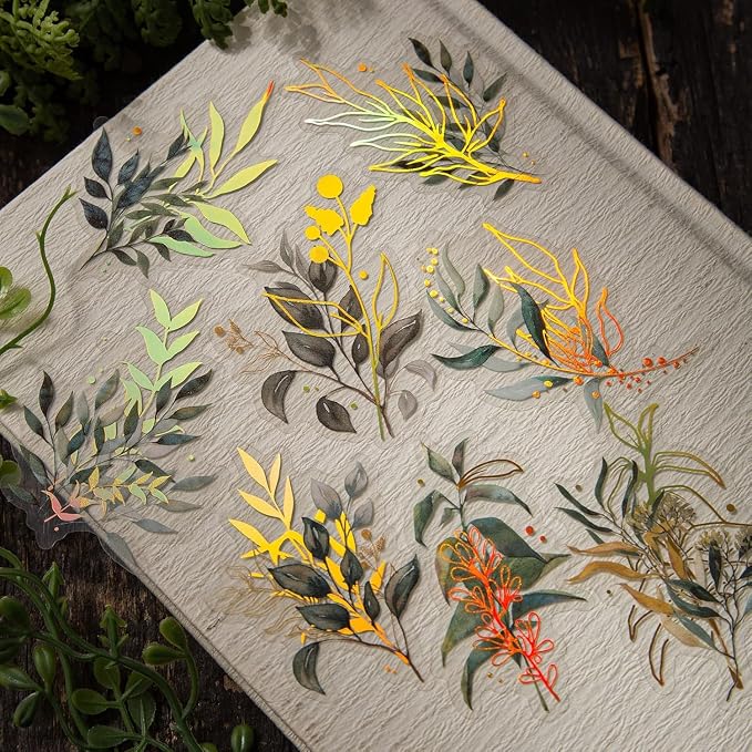 Dizdkizd Holographic Flower and Leaf Sticker Set, 240 Foil Gold Botanical - Image 2