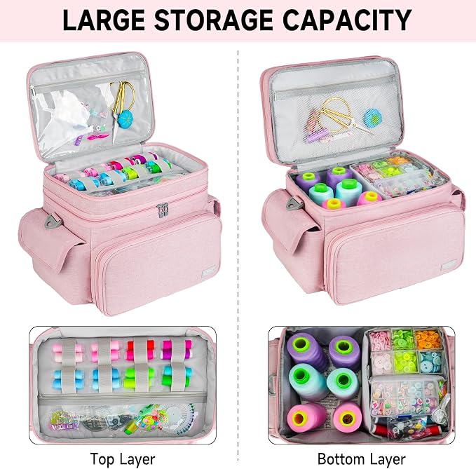 LEFOR·Z Large Sewing Supplies Organizer Storage Bag, Double-Layer Protable - Image 3