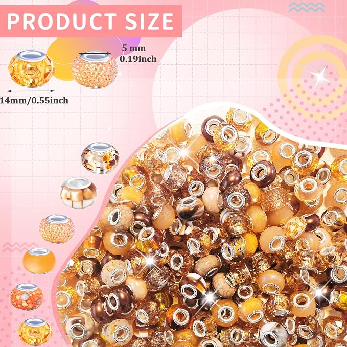 Large Hole Beads Spacer Beads Brown Assorted European Craft Big Beads Large - Image 2