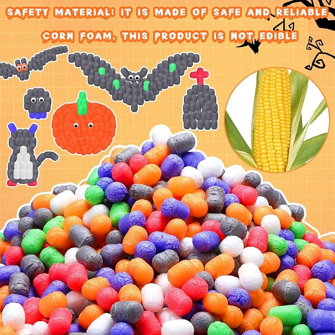 Junkin 1000 Pcs Magic Noodles Foam Crafts Puffs Corn Super Crafts Arts Kit Bulk - Image 4