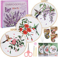 Embroidery Kit for Beginners, 3 Pack Hummingbird and Flower Cross Stitch Kits by Uniartfy