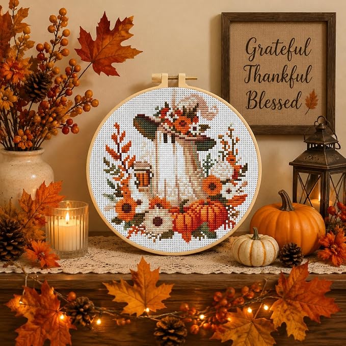 VIGEGU Ghost Cross Stitch Kits for Adults Beginners, Halloween Stamped Cross - Image 7