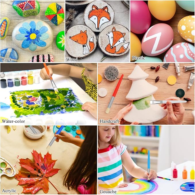 14 Pcs Paint Brushes for Kids, Round and Flat Kids Paint Brushes, Easy Hold and - Image 7