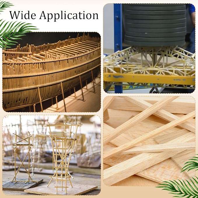 Yulejo 50 Pieces Balsa Wood Sticks, 1/2 x 1/2 x 12 Inch Square Wooden Dowels - Image 8