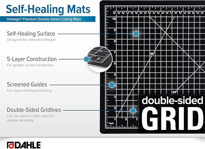 Dahle Vantage 10791 Double-Sided Premium Self-Healing Cutting Mat, 1/2" Grid - Image 5