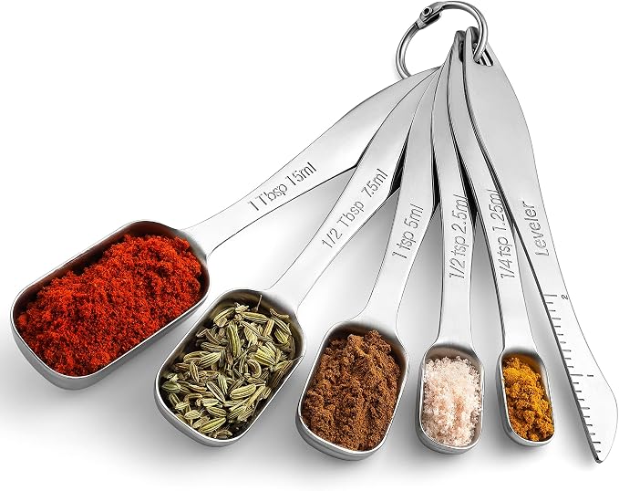 Spring Chef Stackable Stainless Steel Measuring Spoons Set of 6 w/Leveler | - Image 8