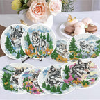 8 Pack Diamond Art Coasters, Wolf Forest animals Diamond Painting Coasters | - Image 5