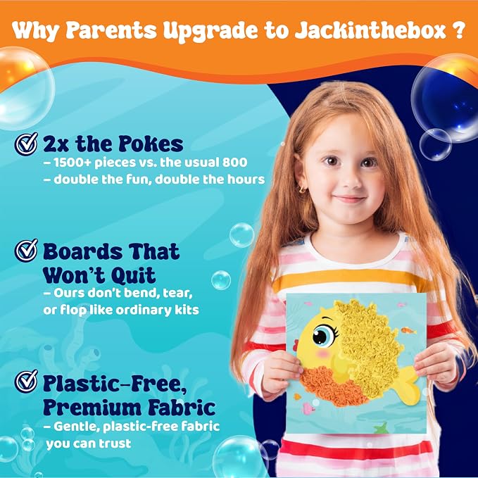 jackinthebox Poke Poke Art – Ocean Theme, Mess-Free Fabric Art and Craft - Image 5