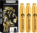 BIGTHUMB 3 Pcs Gold Jumbo Permanent Markers: 15mm Wide Tip Thick Acrylic Paint by BIGTHUMB
