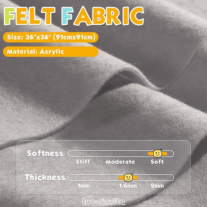 Light Grey 36" X 36" Felt Fabric Sheet - Image 2