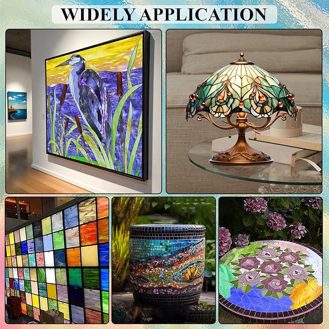 12 Sheets Opaque Stained Glass Bulk Variety Pack, 4 x 6 Inch Mosaic Glass Tiles - Image 7