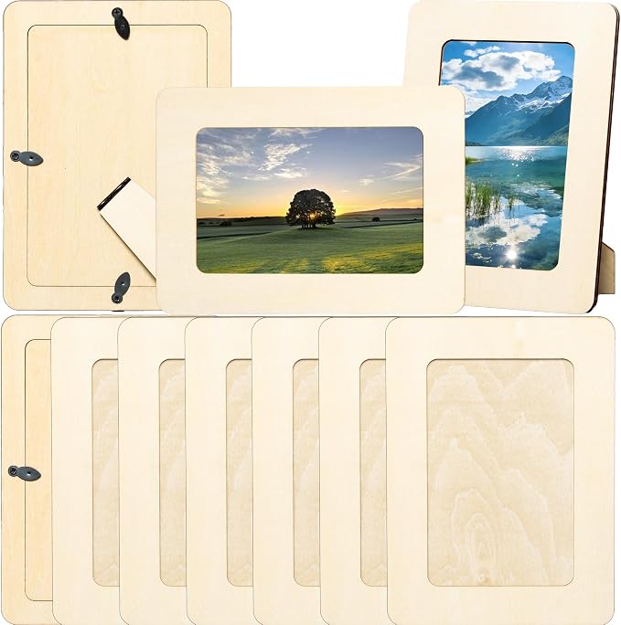 10 Pack Unfinished Wood Picture Frames 4x6 Bulk by Unknown