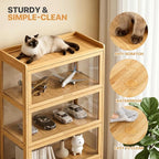Magshion Display Cabinet with Flip-Up Doors, Natural | Full 4-Side Clear - Image 6