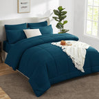 CozyLux Queen Comforter Set Lyons Blue, 7 Pieces Bed in a Bag, All Season - Image 8