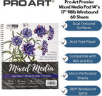Pro Art Premium Mixed Media Pad 14"x17" 60 Sheets, Sketch Book, Sketchbook - Image 2
