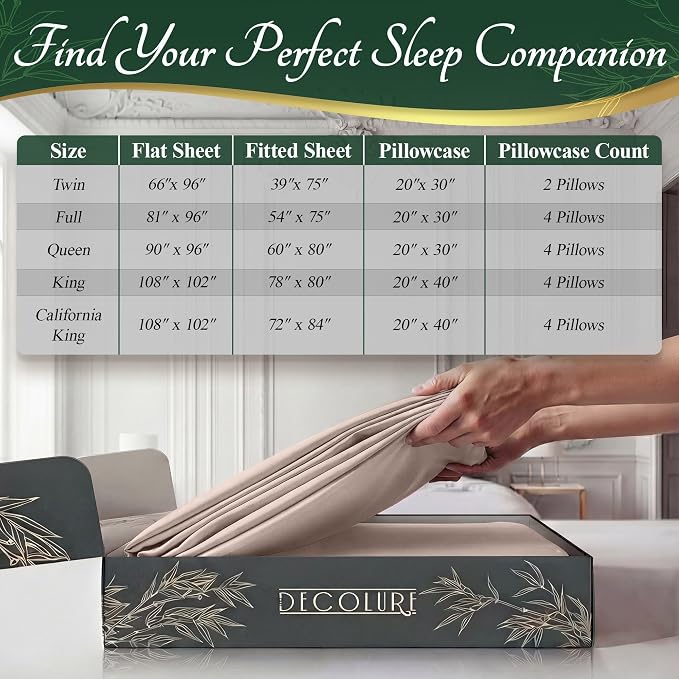 DECOLURE 100% Viscose Derived from Bamboo Sheets Full Size - Image 8