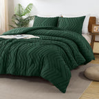Andency Emerald Green Comforter Set Full Size, Boho Dark Green Soft Warm - Image 2