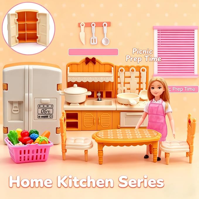 Dollhouse Furniture Set-38 Pcs, Miniature Doll House Accessories - Image 2