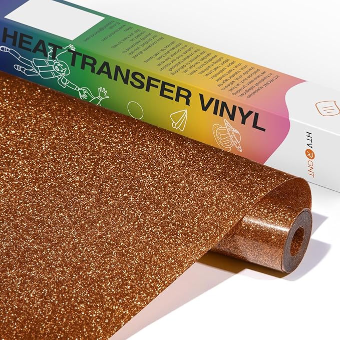 HTVRONT Bronze Glitter HTV Vinyl- 10” x 5ft Bronze Glitter Iron On Vinyl | by HTVRONT