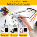 WINNER 5.5" x 8.5" Sketch Book, 400 Sheets Top Spiral Bound Sketch Pad - Image 5