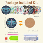 Gemozaic 8PCS Diamond Art Coasters Kit, Insects Diamond Painting Coasters - Image 3