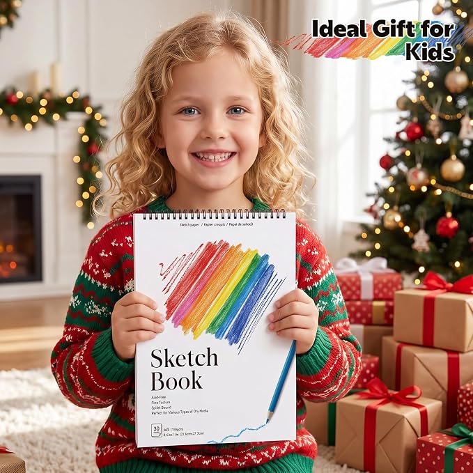 4 Pack Sketch Books, 8.5 x 11 Inch Mini Sketchbook, 68lb/100gsm Spiral Bound - Image 7