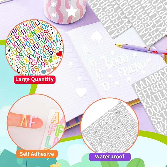 Letter Stickers 1 inch, Self-Adhesive Vinyl Waterproof ABC Letter Stickers - Image 3