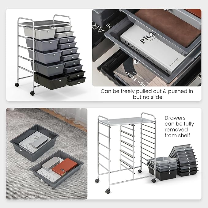 Giantex 15 Drawers Rolling Cart, Classroom Organizers, Storage Cart - Image 5