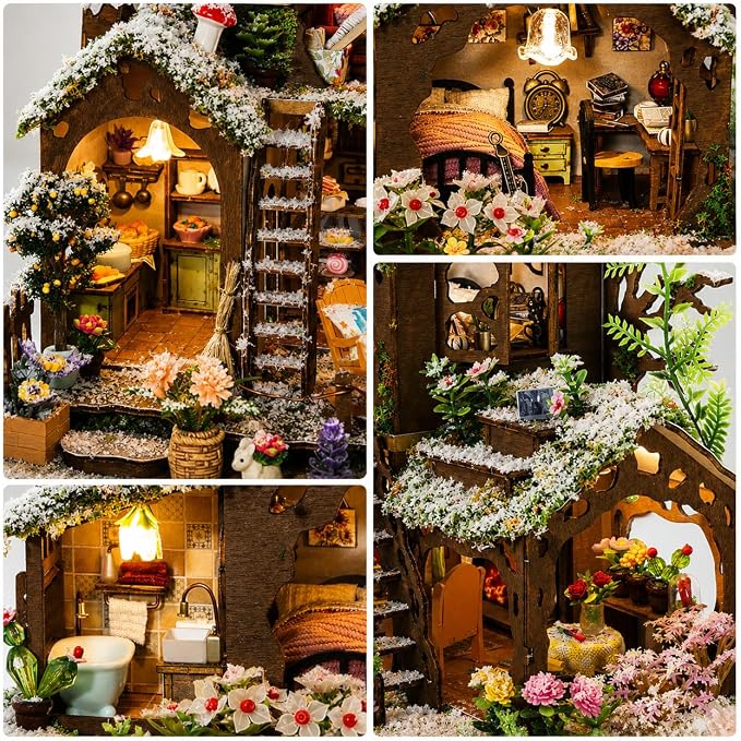 RHZN DIY Miniature House Kit for Adults Mini House Snow Tree House | 2 Display - Image 5