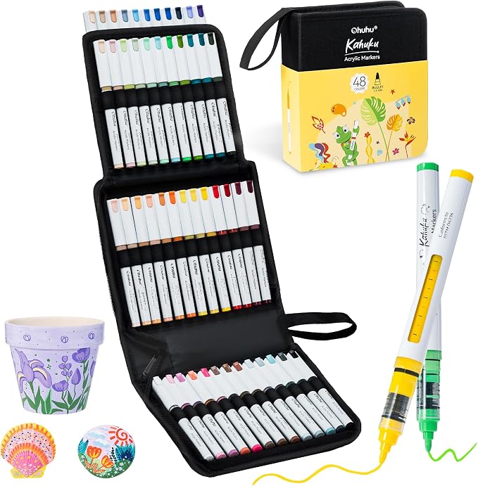 Ohuhu Acrylic Paint Markers Brush Tip Acrylic Markers High Opacity Paint Pens by Ohuhu