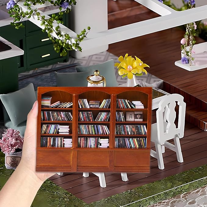 DIYDEC Mini Bookshelf with 240pcs Mini Books Sofa Desk Plant Miniature Anxiety - Image 5