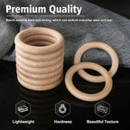 FoDau770 5pcs Natural Beech Wooden Rings, Unfinished Solid Wood Rings Heavy - Image 3