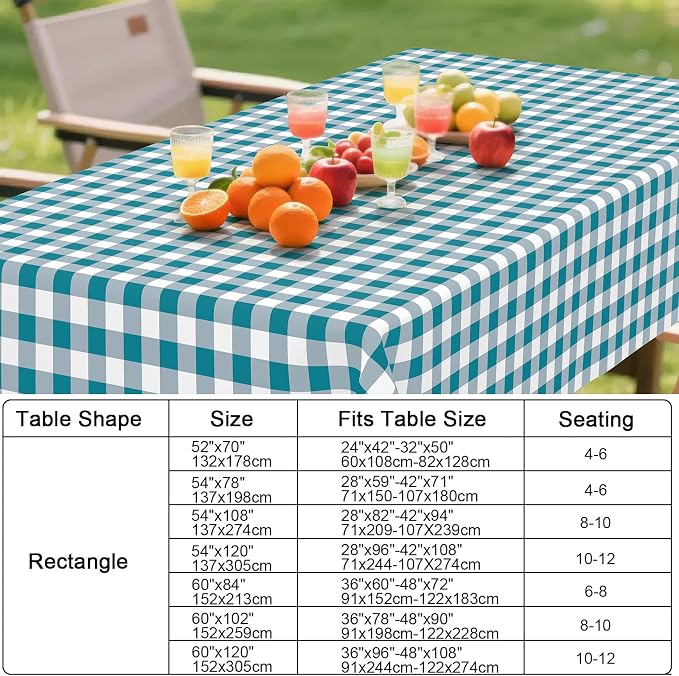 Smiry Rectangle Table Cloth, Waterproof Vinyl Tablecloths - Image 7