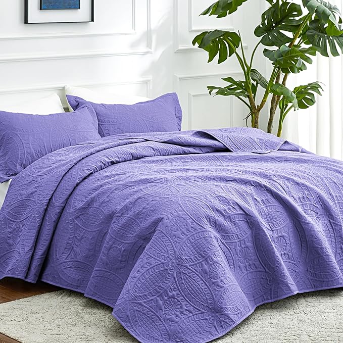 Love's cabin Oversized King Size Quilt Bedding Set Deep Purple Bedspreads - Image 2