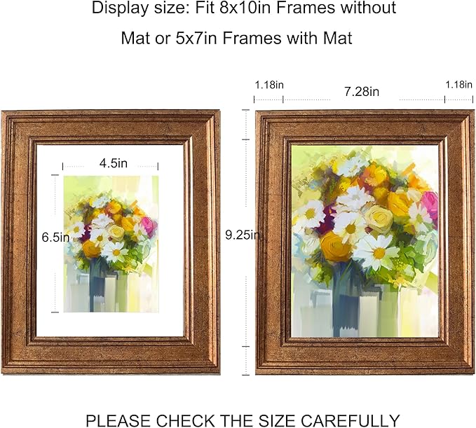 LUCKYLIFE 8x10 Picture Frame Set of 4, Rustic Bronze Picture Frames - Image 2