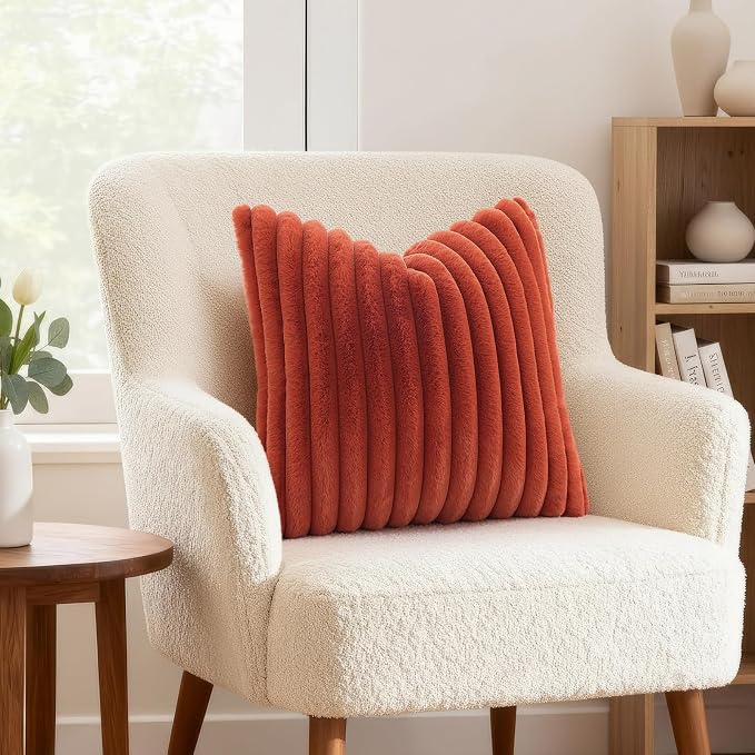 decorUhome Cozy Faux Fur Throw Pillow Covers 16x16 Set of 2 Decorative Soft - Image 4