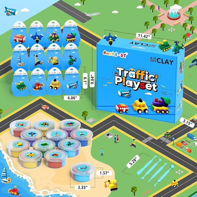 Air Dry Clay Kit -Traffic Theme, Modeling Clay - Image 2