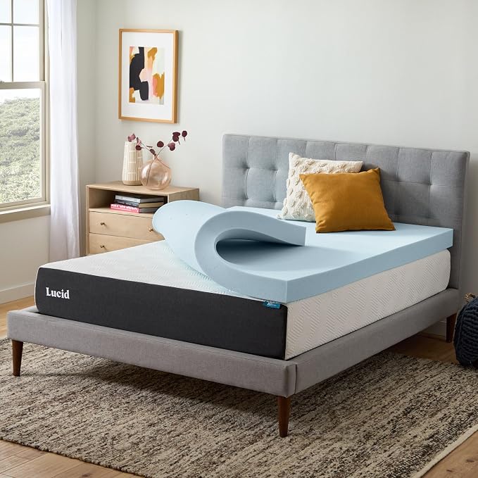 Lucid 4 Inch Memory Foam Mattress Topper, Full Size – Cooling Gel Bed Topper – - Image 7