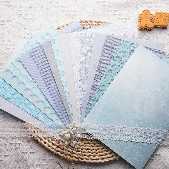 15Pcs Handmade Scrapbook Art Paper Craft Textured Paper Colorful A5 sheet Mesh by LewuwoPoing